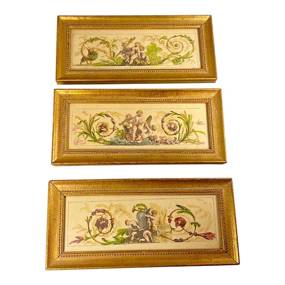 Antique Victorian Triptych Wall Art 9